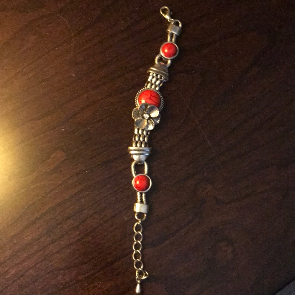 Boho bracelet red stone
